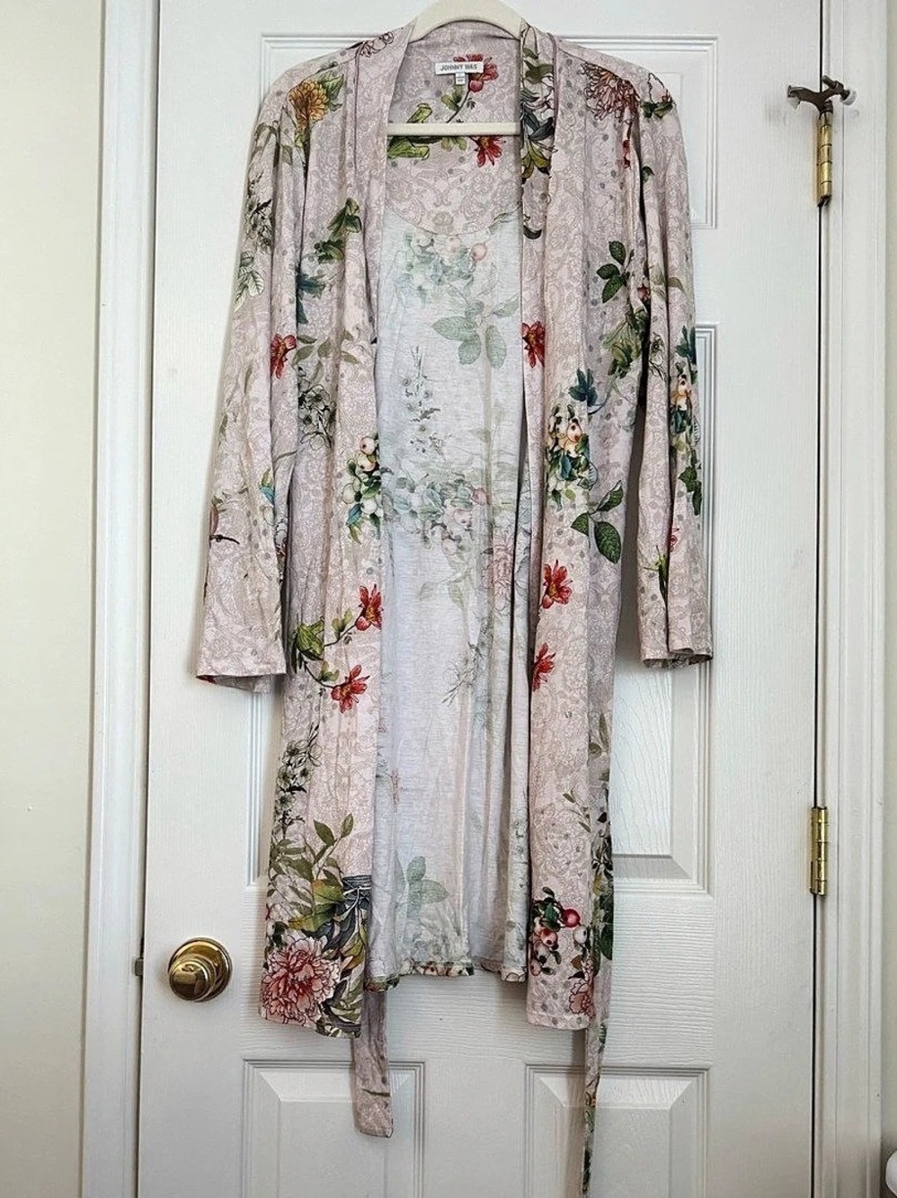 Johnny Was Floral Robe Sleepwear in Pink & Green Size Large